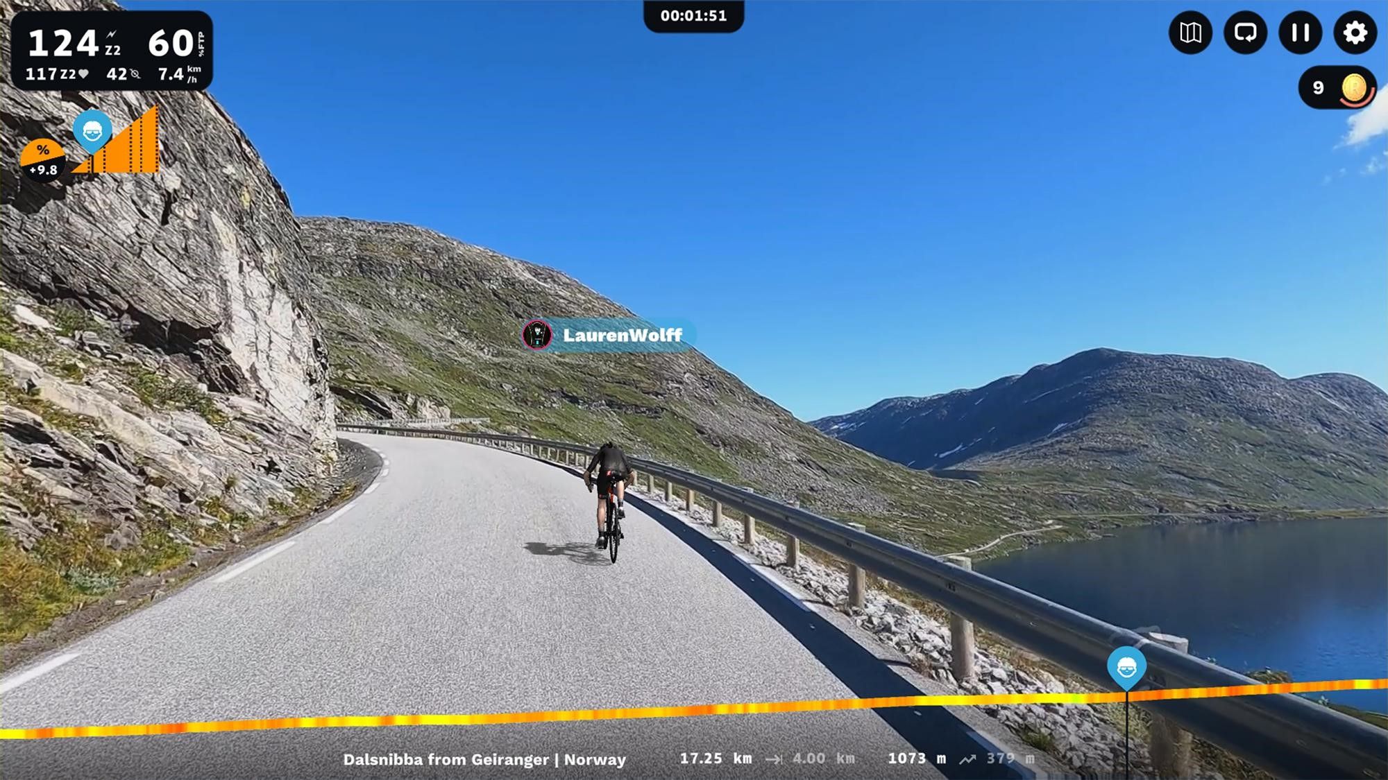 Ride from fjord to the summit on the Dalsnibba climb on ROUVY