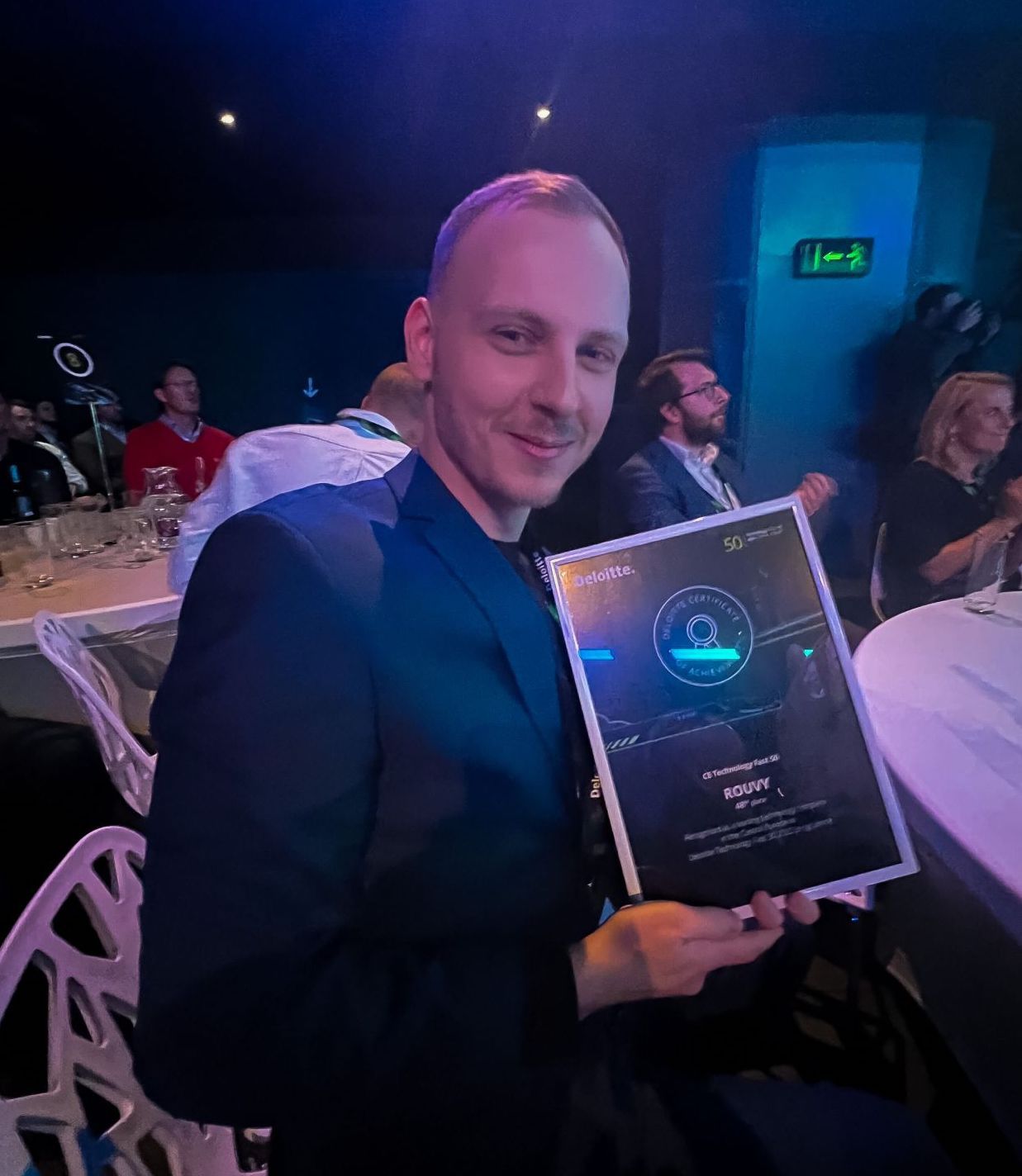 Martin Mrva with his award at the Deloitte Fast 50 CE event