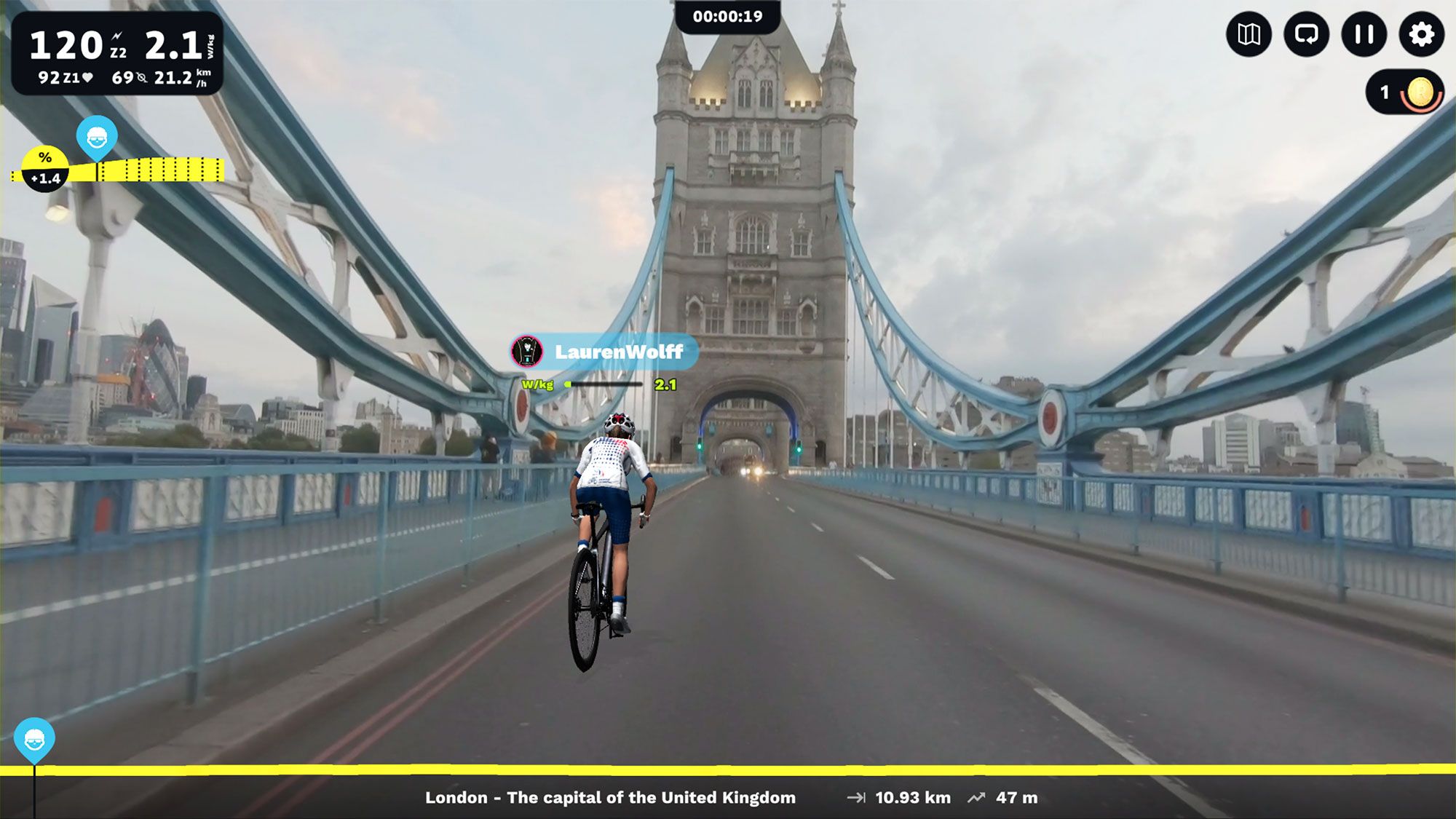 The Tower Bridge with London skyline in the background on ROUVY