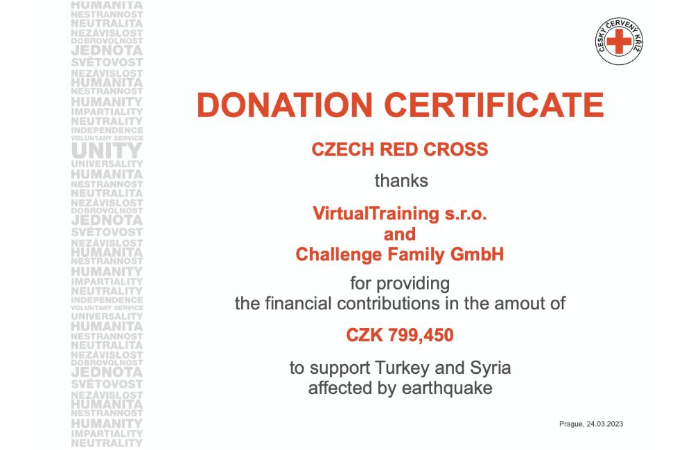 certificate from the Red Cross confirming a donation of 799,450kc