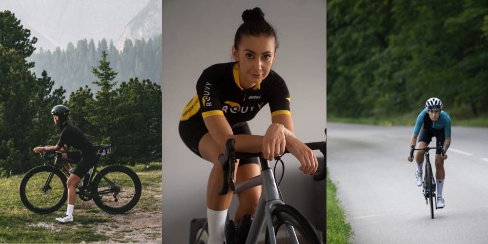 three images of cyclist and influencer Malena Nowotarska