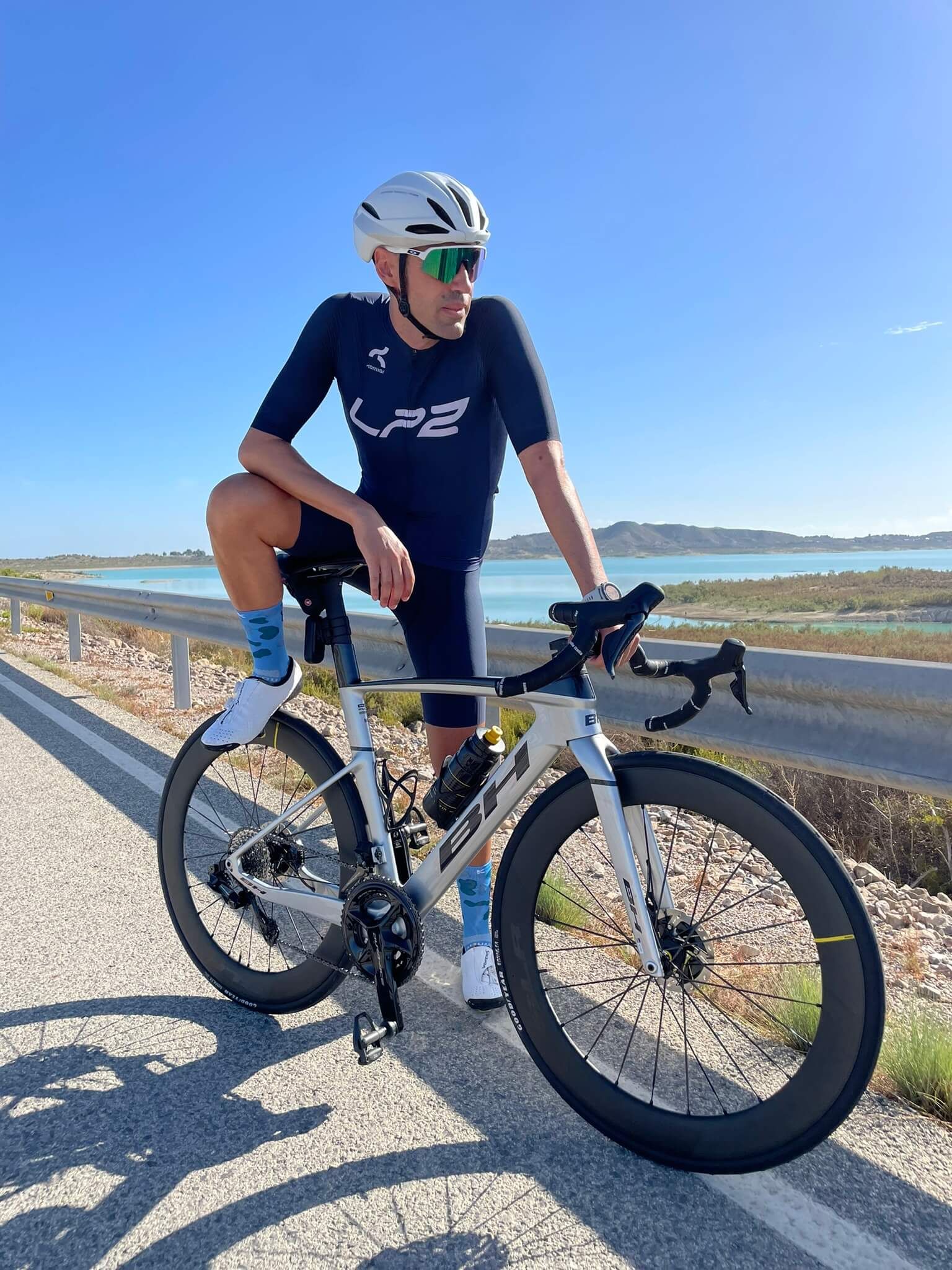 ROUVY Ambassador José María López posing with his road bike