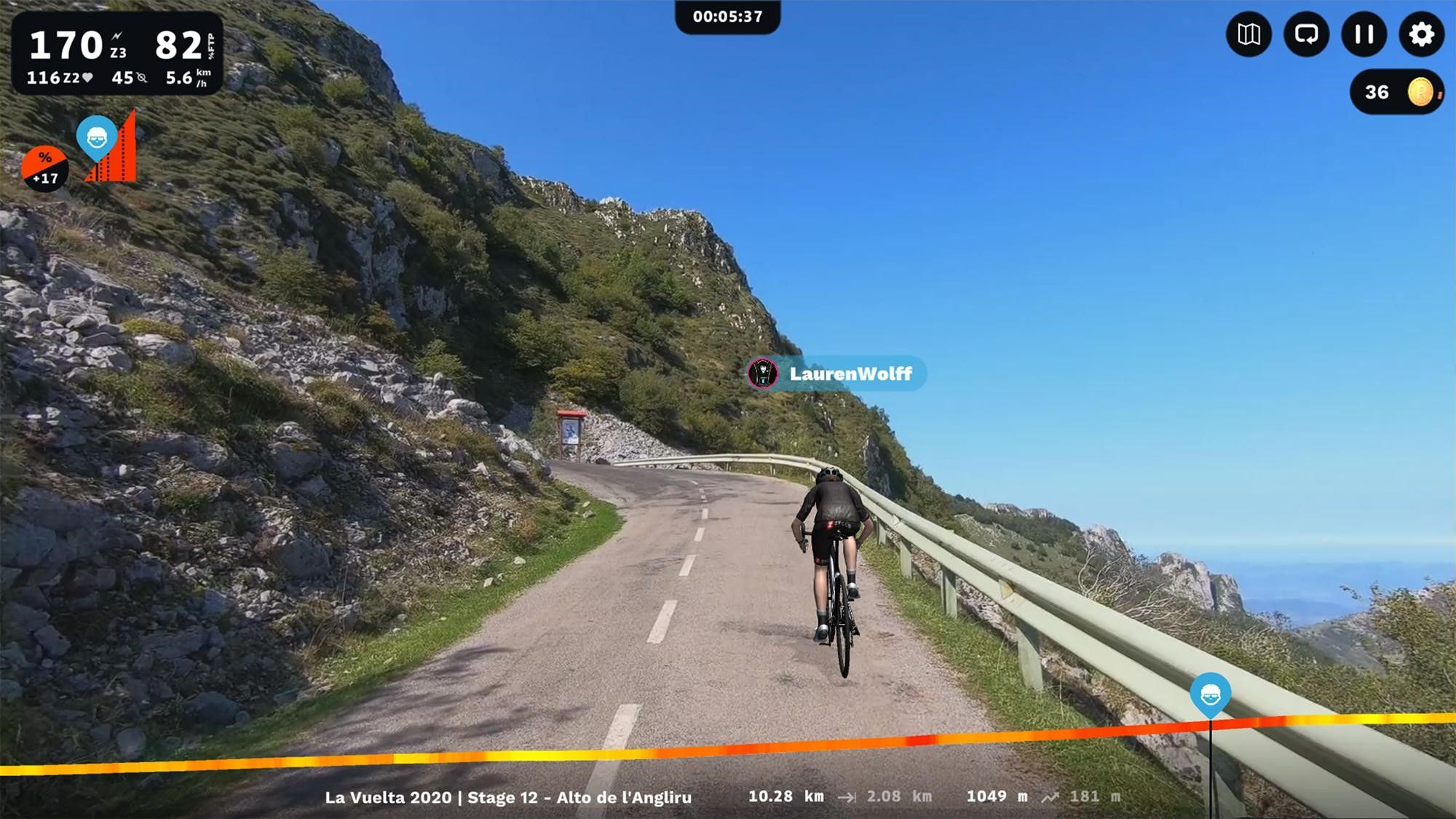 Riding the Angliru climb and almost reaching the summit on ROUVY