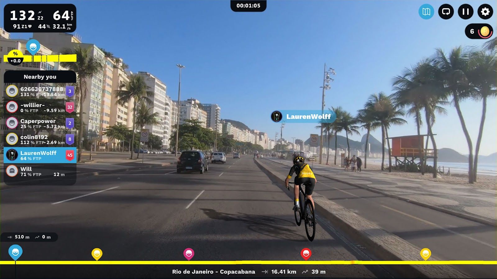 ROUVY avatar riding across the Copacabana beach in Rio de Janeiro