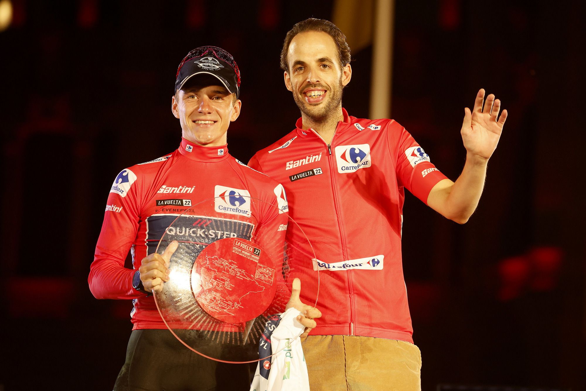 Ward with Remco Evenepoel.          Photo Credit: Unipublic _ Sprint Cycling Agency